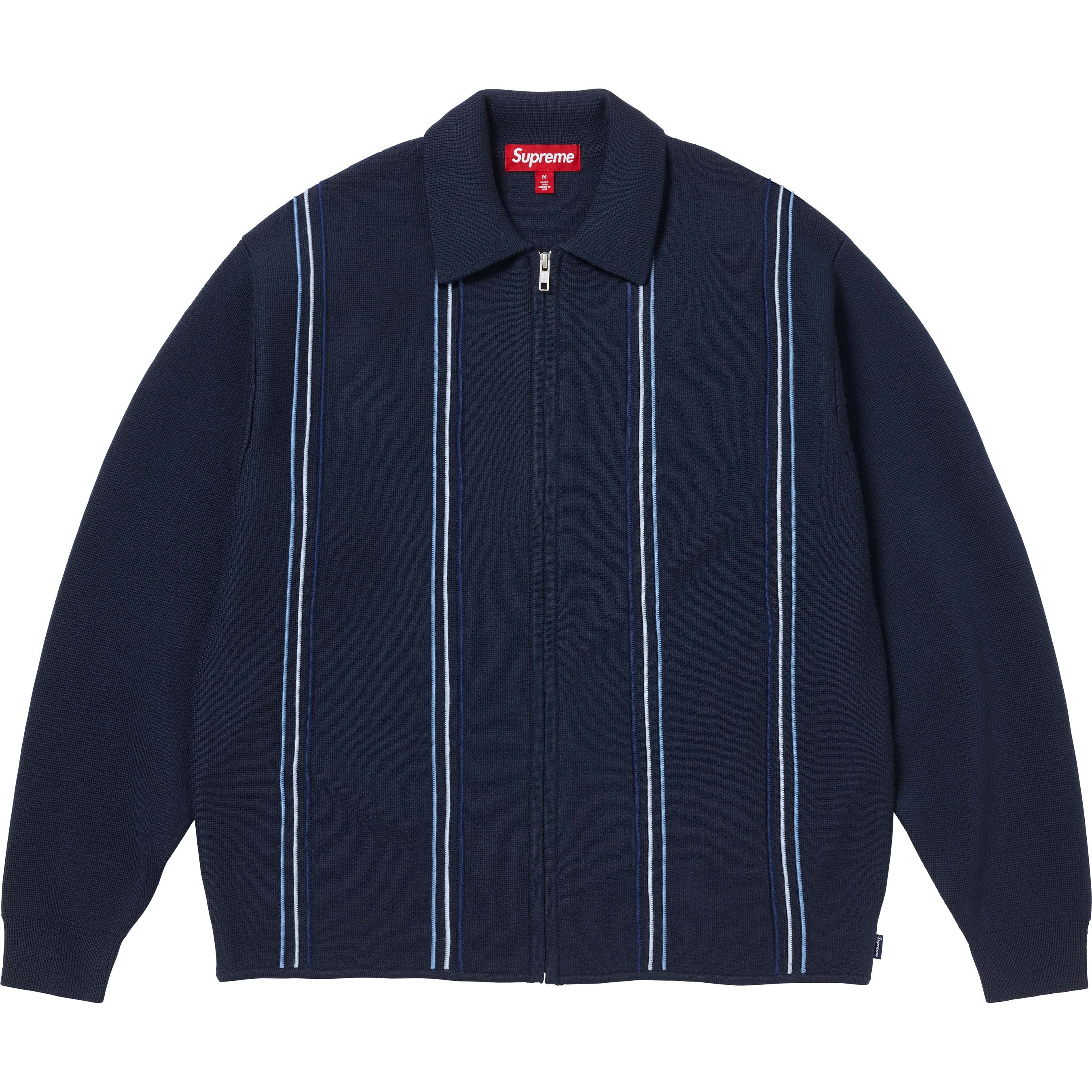 Stripe Zip Up Polo Sweater view 6